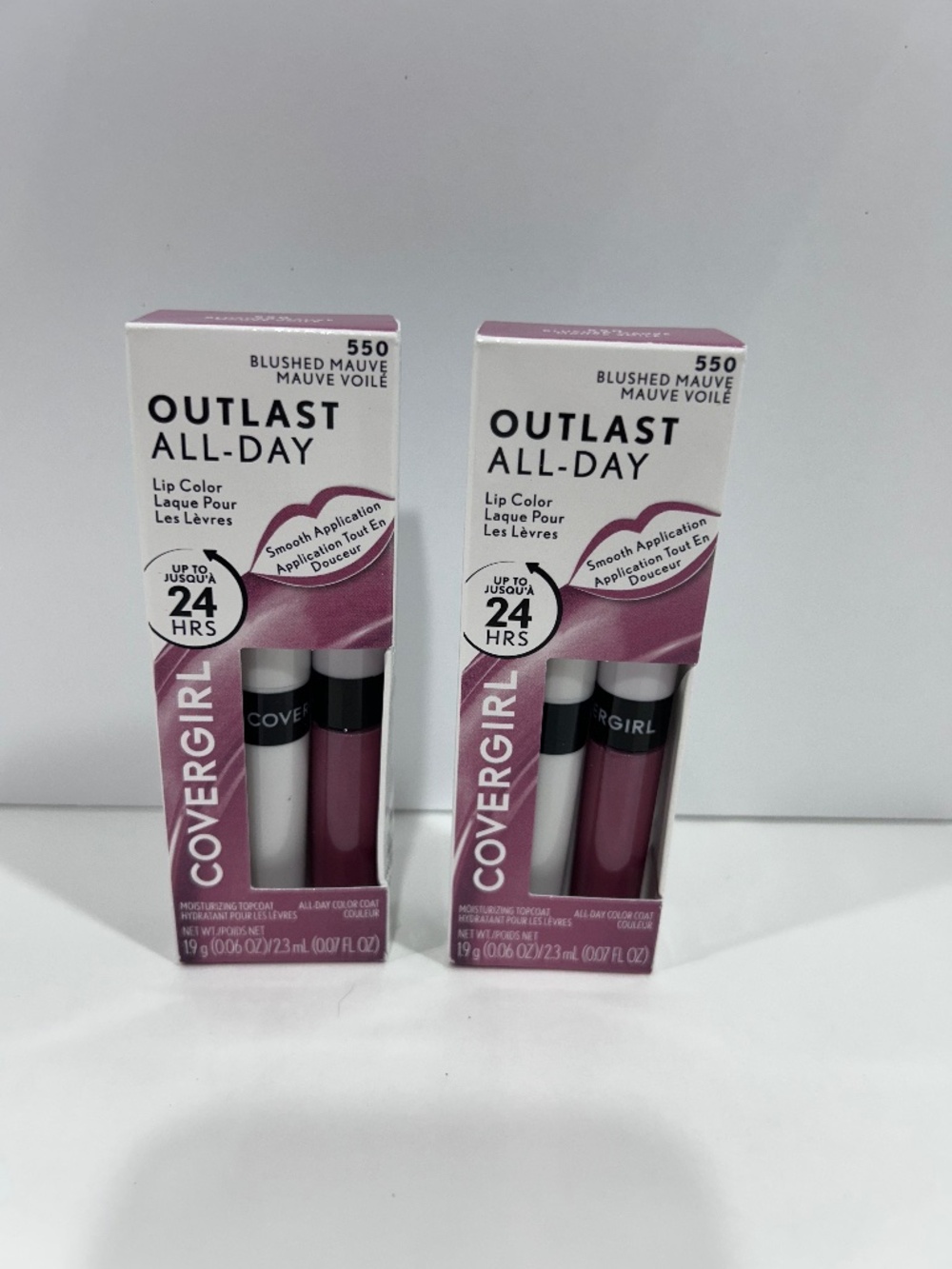 NEW COVERGIRL Outlast All-Day Lip Color With Topcoat- 550 Blushed Mauve TWO PACK
